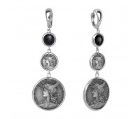 Серьги Style Avenue. Серебро 925, бижутерный сплав (монета), черный оникс