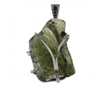 Stříbrný přívěs přírodní kámen-Vltavín 120