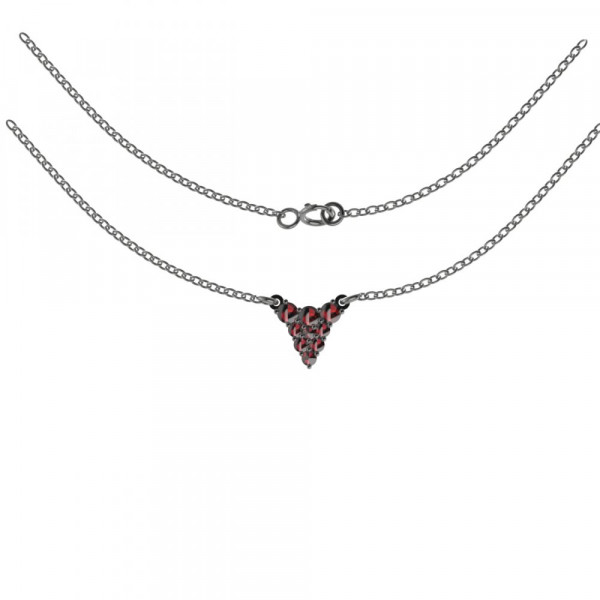 BG stříbrný náhrdelník s českým granátem rhutenium 172