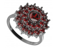 BG stříbrný prsten s přírodním granátem z Čech rhutenium 004I