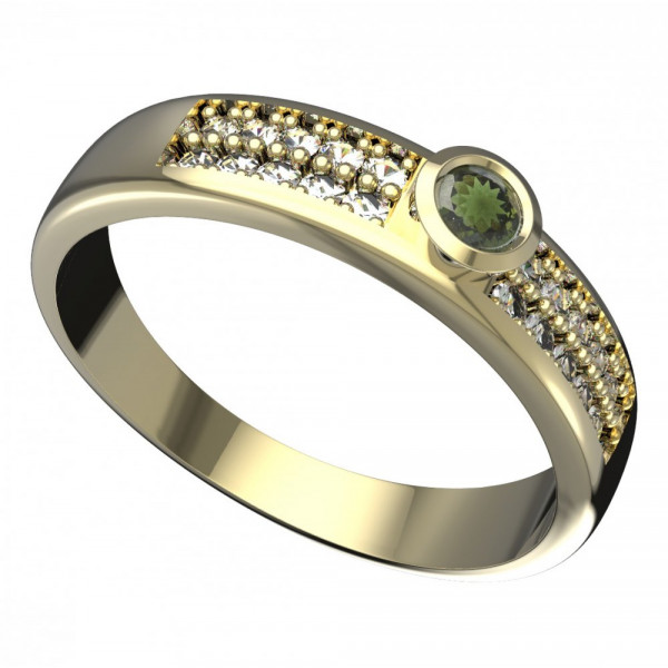 BG zlatý prsten kameny: diamant a vltavín   551F