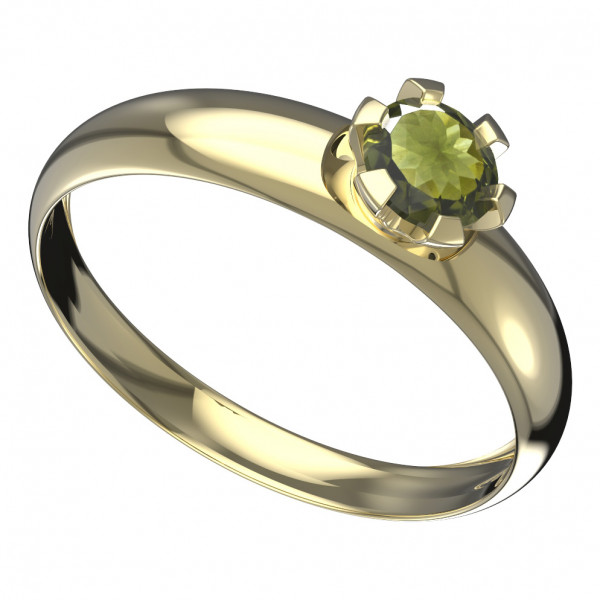 BG zlatý prsten s přírodním vltavínem   556