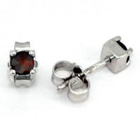 Серьги - модель JBS 38303 серебряные с чешским гранатом