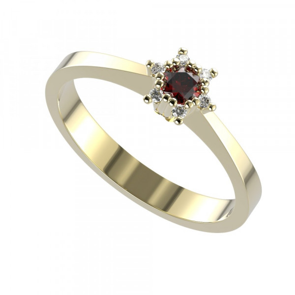 BG zlatý prsten s kameny: diamant a granát   765