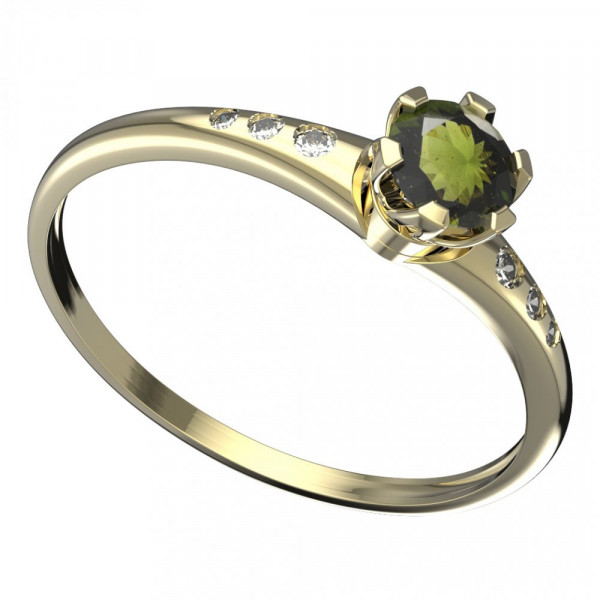 BG zlatý prsten kameny: diamant a vltavín   870K