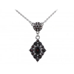 BG stříbrný náhrdelník přírodní broušený granát  porhodiováno 955
