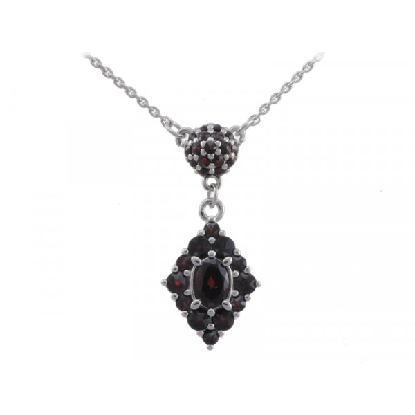 BG stříbrný náhrdelník přírodní broušený granát  porhodiováno 955