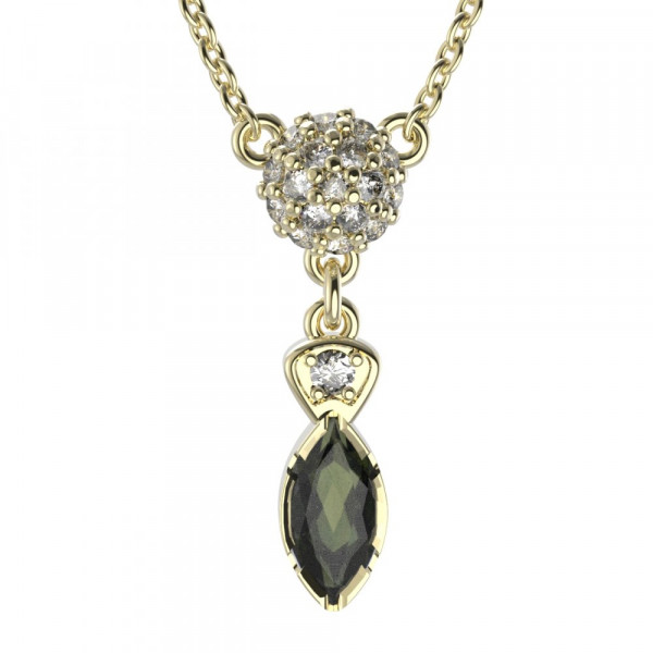 BG zlatý náhrdelník vsazeny kameny: diamant a vltavín   954