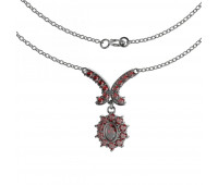 BG stříbrný náhrdelník vsazený granát hvězdivový brus rhutenium 018