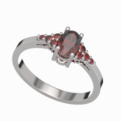 BG stříbrný prsten s přírodním granátem z Čech porhodiováno 984