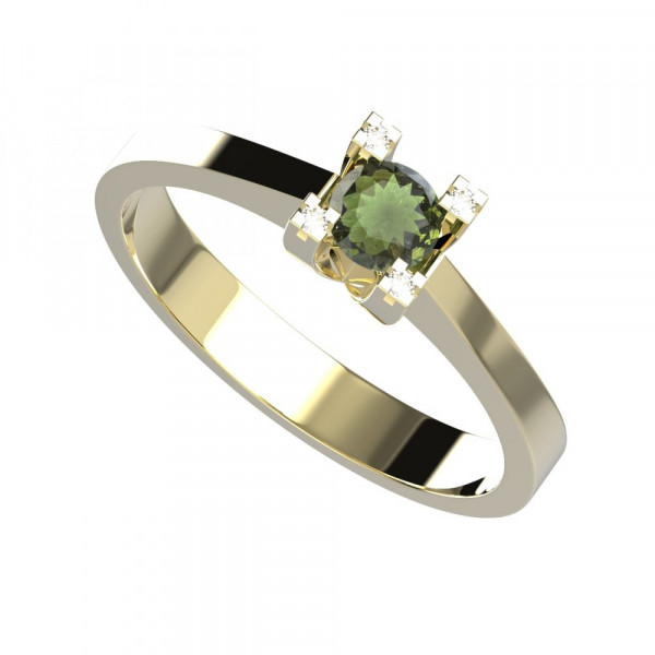 BG zlatý prsten kameny: diamant a vltavín   763