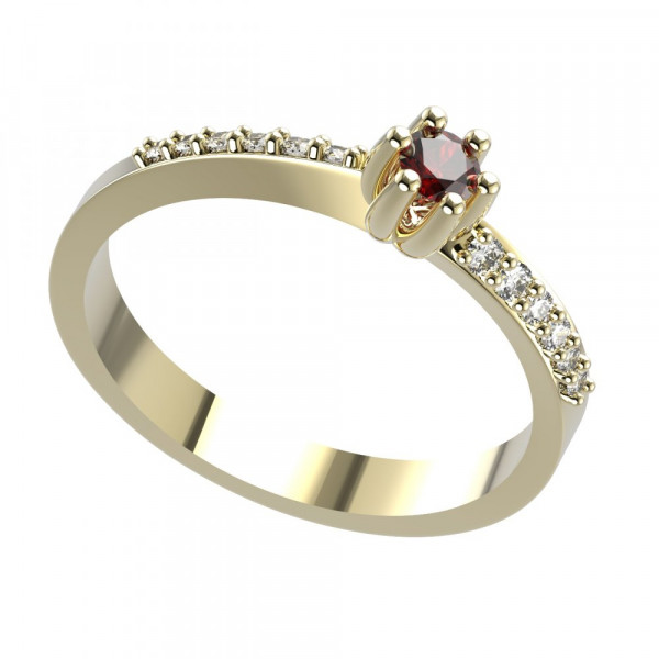 BG zlatý prsten kameny: diamant a granát   766