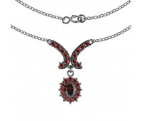 BG stříbrný náhrdelník vsazený granát hvězdivový brus rhutenium 298