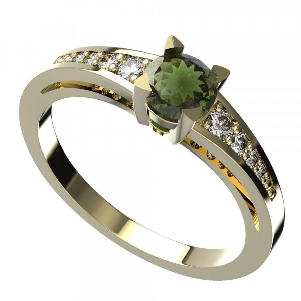 BG zlatý prsten kameny: diamant a vltavín   985