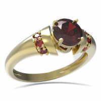BG zlatý prsten přírodní broušený granát    473K