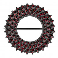 Брошь - модель JBS 066 черненое серебро (рутений) с чешским гранатом