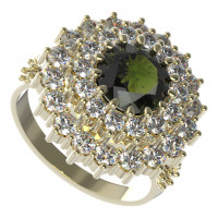 BG stříbrný prsten vsazeny vltavín a kubický zirkon pozlaceno 457X