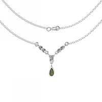 BG stříbrný náhrdelník osázen-vltavín a kubické zirkony porhodiováno 256