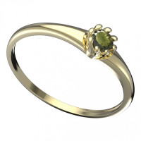 BG zlatý prsten vsazený přírodní vltavín   554