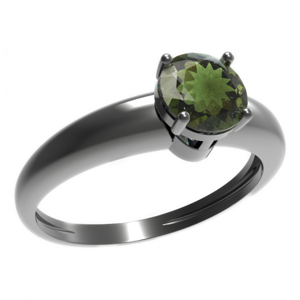 BG stříbrný prsten vsazeny kameny: přírodní vltavín rhutenium 473