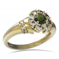 BG zlatý prsten vltavín a kubické zirkony   497K