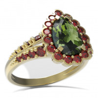 BG zlatý prsten s kameny: český granát a vltavín   519