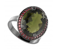 BG stříbrný prsten s přírodním granátem z Čech rhutenium 729I