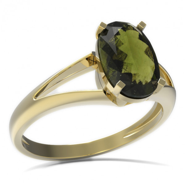 BG zlatý prsten vsazeny kameny: přírodní vltavín   492