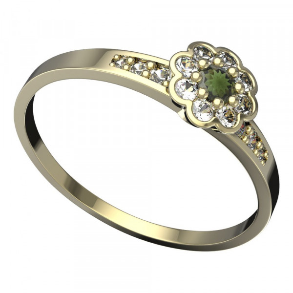 BG zlatý prsten kameny: diamant a vltavín   552J