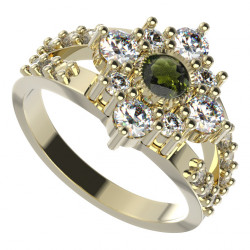 BG zlatý prsten vltavín a kubické zirkony   105Y