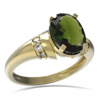 BG zlatý prsten kameny: kubický zirkon a vltavín   493K