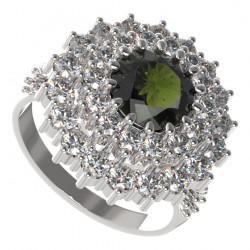 BG stříbrný prsten kameny: kubický zirkon a vltavín porhodiováno 457X