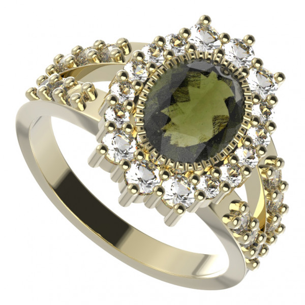 BG zlatý prsten kameny: kubický zirkon a vltavín   250Y