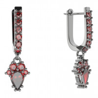 Серьги - модель JBS 25894 чернёное серебро (рутений) с чешским гранатом