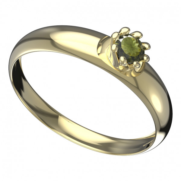 BG zlatý prsten vsazeny kameny: český vltavín   554