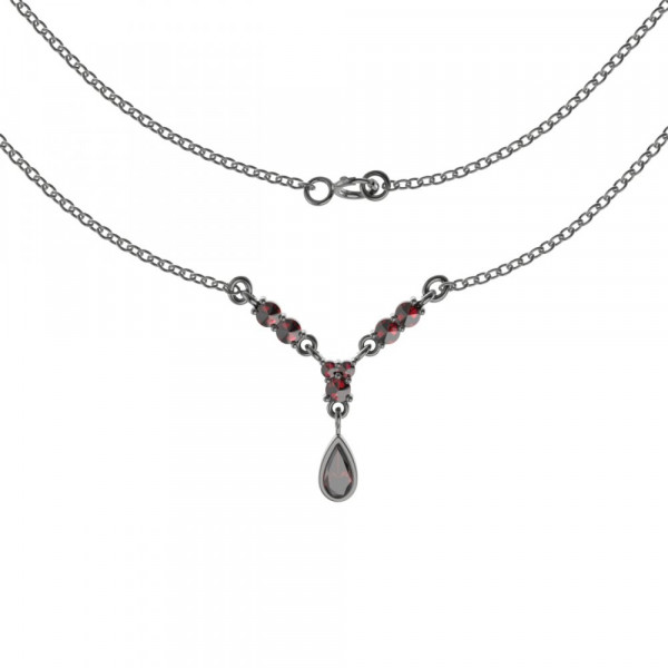 BG stříbrný náhrdelník český přírodní granát rhutenium 256