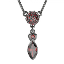 BG stříbrný náhrdelník přírodní broušený granát  rhutenium 954