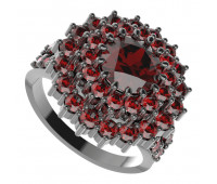 BG stříbrný prsten vsazený přírodní granát rhutenium 457Y