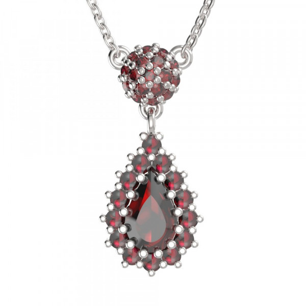 BG stříbrný náhrdelník s přírodním granátem z Čech porhodiováno 956