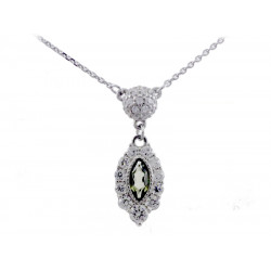 BG stříbrný náhrdelník osázen-vltavín a kubické zirkony porhodiováno 957