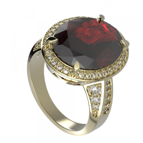 BG zlatý prsten s kameny: diamant a granát   648