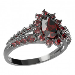 BG stříbrný prsten s přírodním granátem z Čech rhutenium 509G