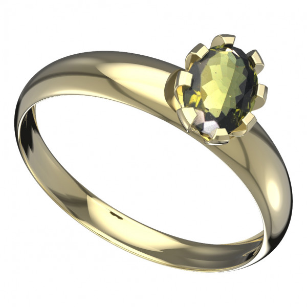 BG zlatý prsten s vltavínem z Čech   560