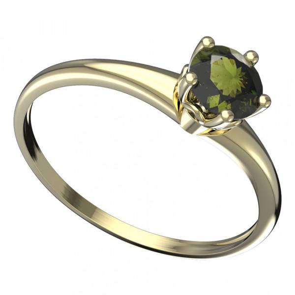 BG zlatý prsten vsazeny kameny: přírodní vltavín   875