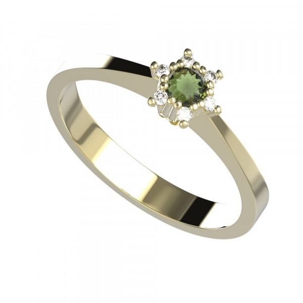 BG zlatý prsten kameny: diamant a vltavín   765