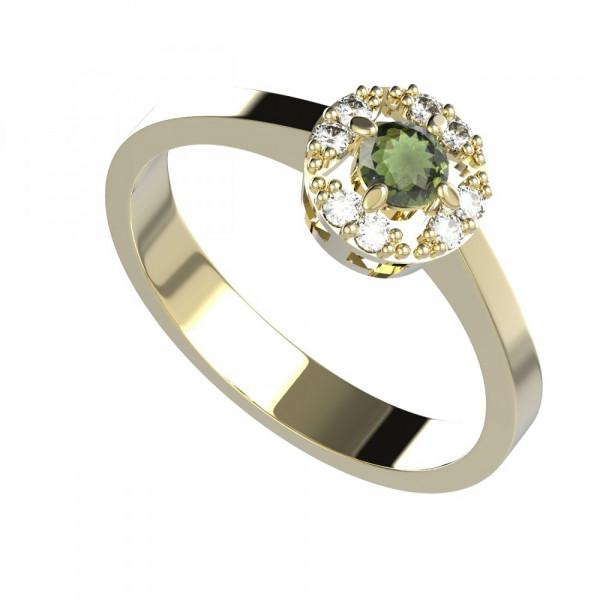 BG zlatý prsten kameny: diamant a vltavín   764
