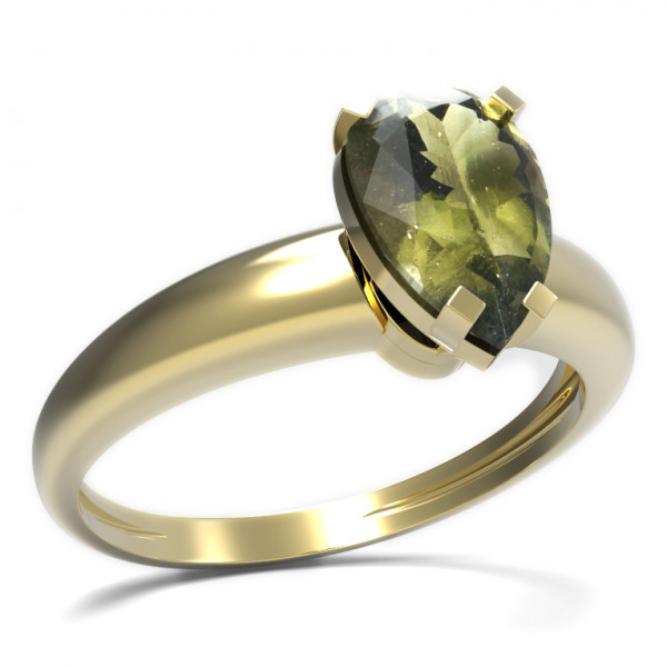 BG zlatý prsten s českým vltavínem   494