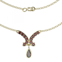 BG stříbrný náhrdelník přírodní broušený granát  pozlaceno 255