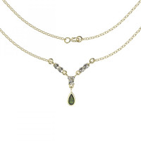 BG stříbrný náhrdelník s vltavínem a kubickými zirkony pozlaceno 256