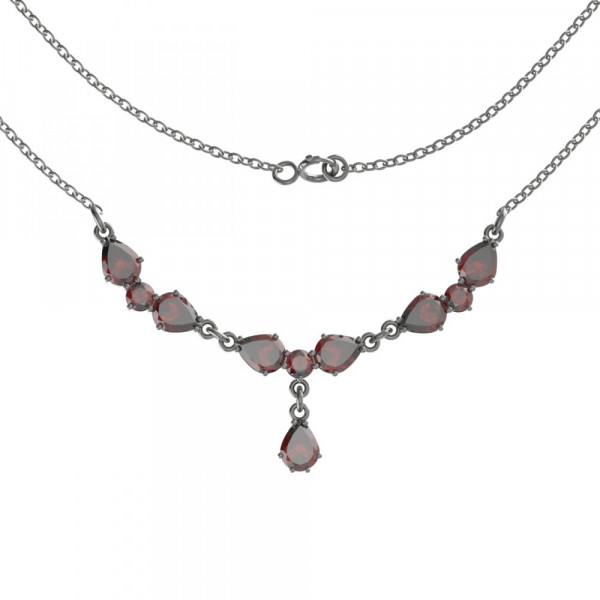 BG stříbrný náhrdelník vsazený přírodní granát rhutenium 254
